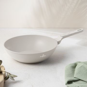 Tigaie Wok Berlinger Haus, Sahara Marble, 28 cm, 3.5 L, aluminiu forjat, crem mat/marmura