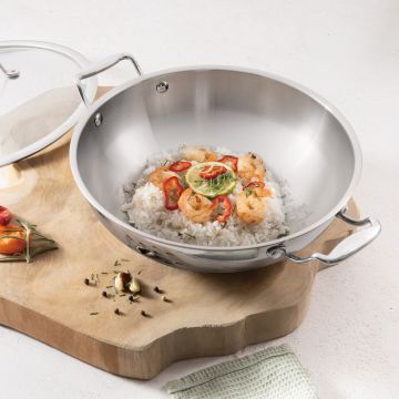 Tigaie Wok cu capac Berlinger Haus, Copper Touch, 28 cm, inox, argintiu