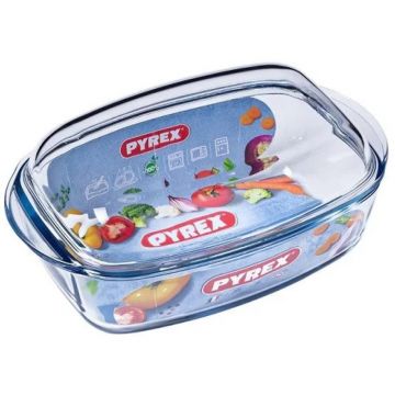Vas Termorezistent, Rectangular, 4.5 l, cu Capac, Pyrex