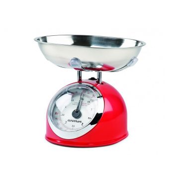 cantar de bucatarie mecanic cu bol g3ferrari aska, 5kg, rosu