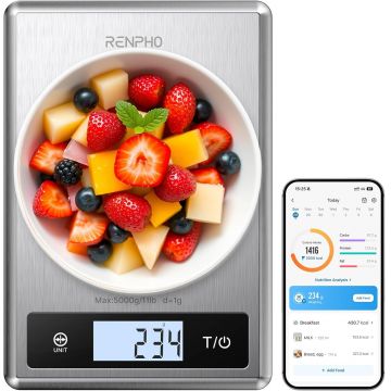 cantar smart digital nutritional de bucatarie renpho calibra 1 , bluetooth, calorii, dieta si fitness