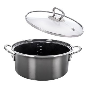 Cratiță cu capac smalțuită 2,5 l Metalic – Orion