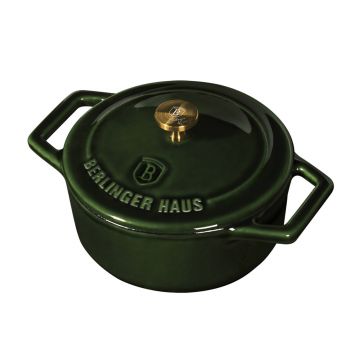 Cratita cu capac Berlinger Haus, Strong Mold, 10 cm, 310 ml, fonta, verde
