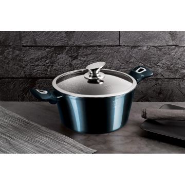 Oala cu capac Berlinger Haus, Aquamarine, 30 cm, 8 L, aluminiu forjat, blue