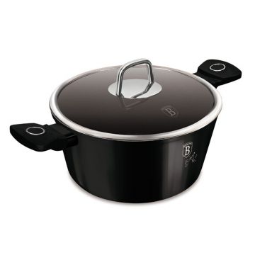 Oala cu capac Berlinger Haus, Black Vantage, 20 cm, 2.5 L, aluminiu forjat, negru lucios