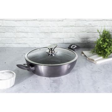 Oala cu capac Berlinger Haus, Carbon Pro, 28 cm, 3.8 L, aluminiu forjat, gri inchis