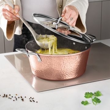 Oala cu capac Berlinger Haus, Hammered Copper, 30 cm, 8 L, aluminiu forjat, cupru
