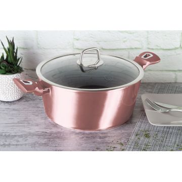 Oala cu capac Berlinger Haus, I-Rose, 28 cm, 6.1 L, aluminiu forjat, roz