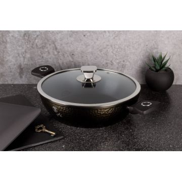 Oala cu capac Berlinger Haus, Primal Gloss, 28 cm, 3.8 L, aluminiu forjat, negru