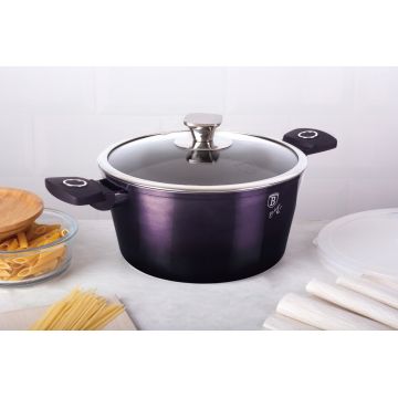 Oala cu capac Berlinger Haus, Purple Eclipse, 24 cm, 4.1 L, aluminiu forjat, mov