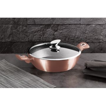 Oala cu capac Berlinger Haus, Rose Gold, 28 cm, 3.8 L, aluminiu forjat, roz