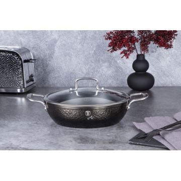 Oala cu capac Berlinger Haus, Shine Basalt, 28 cm, 3.8 L, aluminiu forjat, negru
