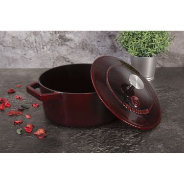 Oala cu capac Berlinger Haus, Strong Mold, 24 cm, 4.35 L, fonta, visiniu