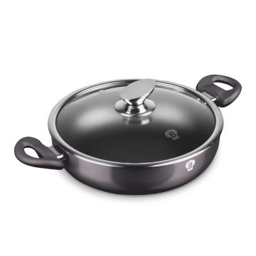 Oala cu capac Blaumann, Carbon Pro, 24 cm, aluminiu turnat, gri inchis