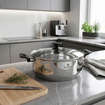 Oala cu capac Blaumann, Gourmet, 30 cm, inox, argintiu