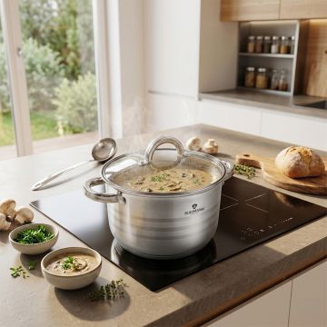Oala cu capac Blaumann, Gourmet, BL-1008W, 20 cm, 4.3L, inox, argintiu