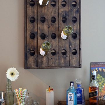 Raft pentru sticle de vin, Hanah Home, Raf340, 49x70x9 cm, LEMN SOLID, Lemn