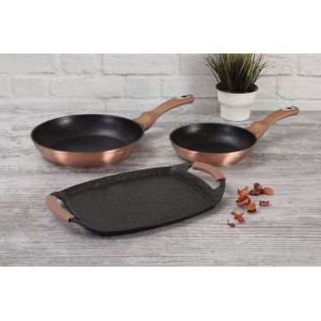 Set 2 tigai si tava Berlinger Haus, Rose Gold, 22 cm / 26 cm / 36x23 cm, aluminiu forjat, roz