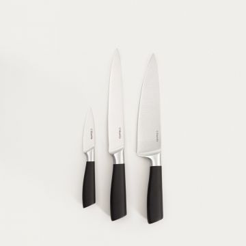 Set 3 cutite Liba, Homla, inox/plastic, negru
