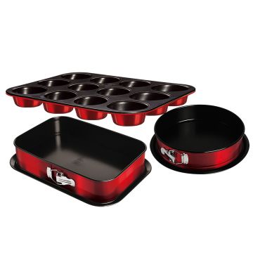 Set 3 tavi pentru copt Berlinger Haus, Burgundy, otel carbon, rosu