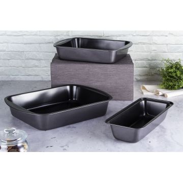 Set 3 tavi pentru copt Berlinger Haus, Carbon Pro, otel carbon, gri inchis