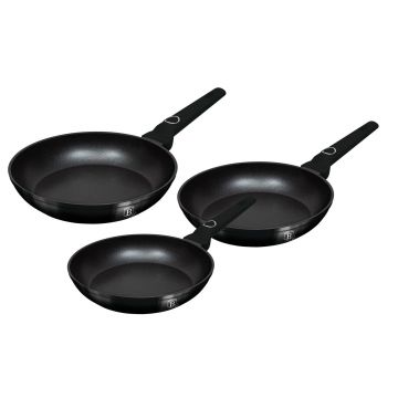 Set 3 tigai Berlinger Haus, Black Vantage, 20/24/28 cm, aluminiu forjat, negru lucios
