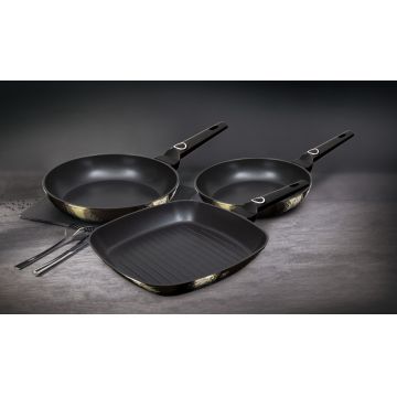 Set 3 tigai Berlinger Haus, Primal Gloss, 20/24/28 cm, aluminiu forjat, negru