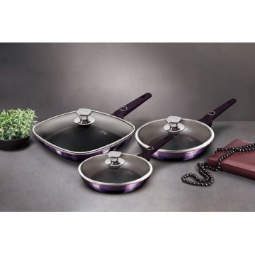 Set 3 tigai cu capac Berlinger Haus, Purple Eclipse, 20/24/28 cm, aluminiu forjat, mov