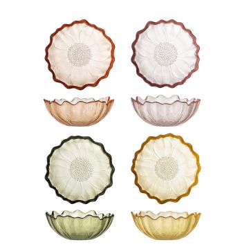 Set 4 boluri, Bloomingville, Kana, 12x4.5 cm, 120 ml, sticla, multicolor
