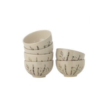 Set 6 boluri, Bloomingville, Bea, 11.5x6.5 cm, 300 ml, ceramica, natural