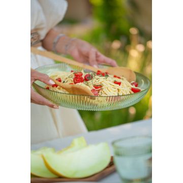 Set bol de salată din sticlă, Hermia, 127RKL1606, Bol mare pentru salată: 30 x 30 x 2,3 cm (1 bucată), Verde