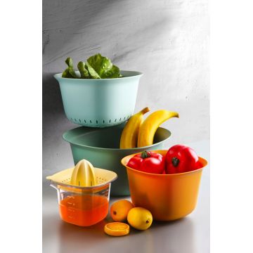 Set boluri mixare si storcator fructe, Hermia, 430KSV9443, Dimensiuni: 12,5 x 21,5 x 21,5 cm / 1500 ml (1 bucată), Multicolor