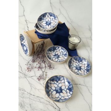 Set boluri pentru sos, Hermia, 275KRM2007, FAIAȚĂ, Alb/Albastru