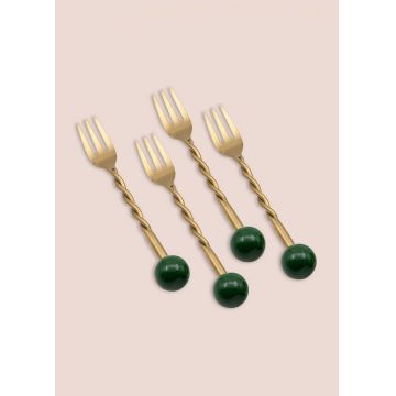 Set furci (4 Pieces), L'essentiel Maison, 280TMA3704, Dimensiune: 14 x 2 x 1 cm (4 bucăți), Aur/Verde