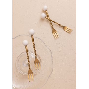 Set furci (4 Pieces), L'essentiel Maison, 280TMA3705, Dimensiune: 14 x 2 x 1 cm (4 bucăți), Aur/Alb