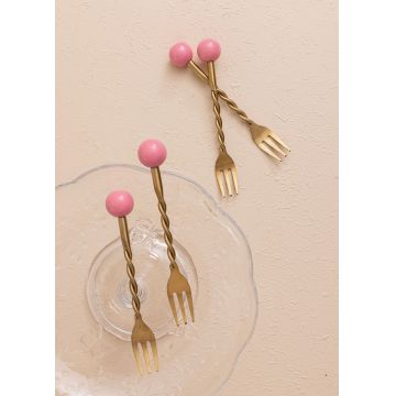 Set furci (4 Pieces), L'essentiel Maison, 280TMA3706, Dimensiune: 14 x 2 x 1 cm (4 bucăți), Auriu / Roz