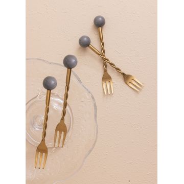 Set furci (4 Pieces), L'essentiel Maison, 280TMA3707, Dimensiune: 14 x 2 x 1 cm (4 bucăți), Aur / Gri