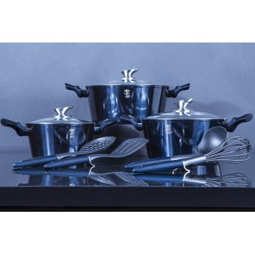 Set pentru gatit Berlinger Haus, Aquamarine, 10 piese, aluminiu forjat, blue
