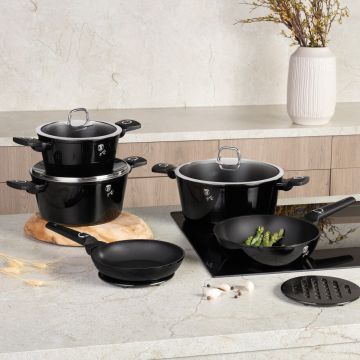 Set pentru gatit Berlinger Haus, Black Vantage, 10 piese, aluminiu forjat, negru lucios
