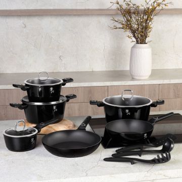 Set pentru gatit Berlinger Haus, Black Vantage, 15 piese, aluminiu forjat, negru lucios