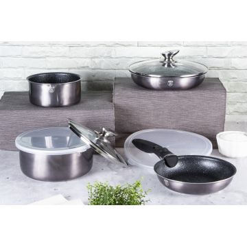 Set pentru gatit Berlinger Haus, Carbon Pro, 9 piese, aluminiu, gri inchis