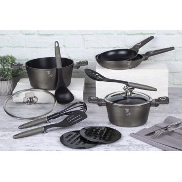Set pentru gatit Berlinger Haus, Crystal, 10 piese, aluminiu forjat, sampanie