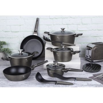 Set pentru gatit Berlinger Haus, Crystal, 15 piese, aluminiu forjat, sampanie