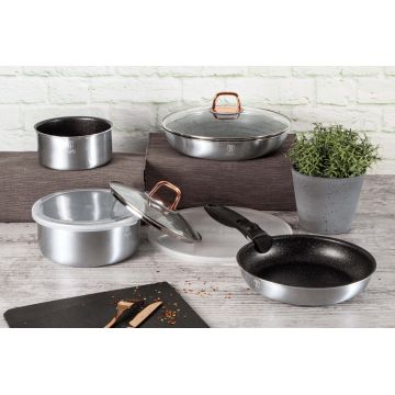Set pentru gatit Berlinger Haus, Moonlight, 9 piese, aluminiu, gri