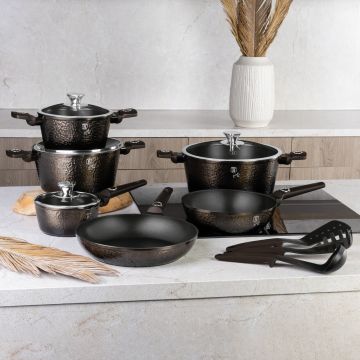 Set pentru gatit Berlinger Haus, Primal Gloss, 15 piese, aluminiu forjat, negru