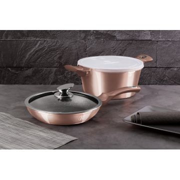 Set pentru gatit Berlinger Haus, Rose Gold, 4 piese, aluminiu forjat, roz