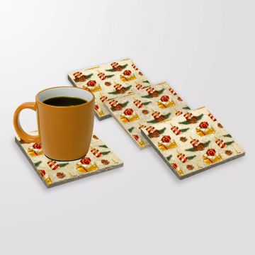 Set suporturi de pahare, Hermia, 366TYR1212, Dimensiune: 10 x 10 x 1 cm (4 bucăți), Multicolor