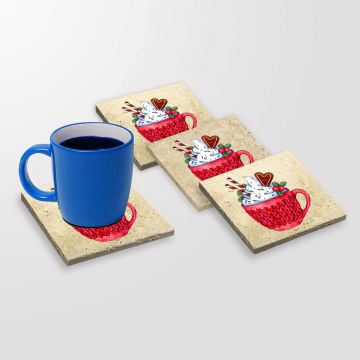 Set suporturi de pahare, Hermia, 366TYR1214, Dimensiune: 10 x 10 x 1 cm (4 bucăți), Multicolor
