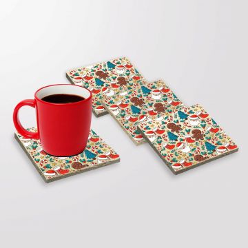 Set suporturi de pahare, Hermia, 366TYR1224, Dimensiune: 10 x 10 x 1 cm (4 bucăți), Multicolor
