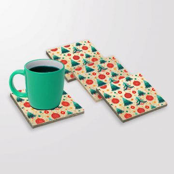 Set suporturi de pahare, Hermia, 366TYR1225, Dimensiune: 10 x 10 x 1 cm (4 bucăți), Multicolor